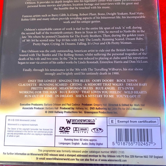 Roy Orbison, DVD, In Dreams: The Roy Orbison Story, in Shrink Wrap. - Picture 3 of 3